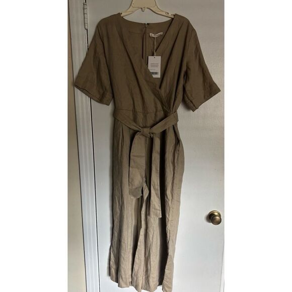 EVERLANE The Wrap Jumpsuit in Linen Trench Coat Khaki Size 6 / NWT - Picture 12 of 13